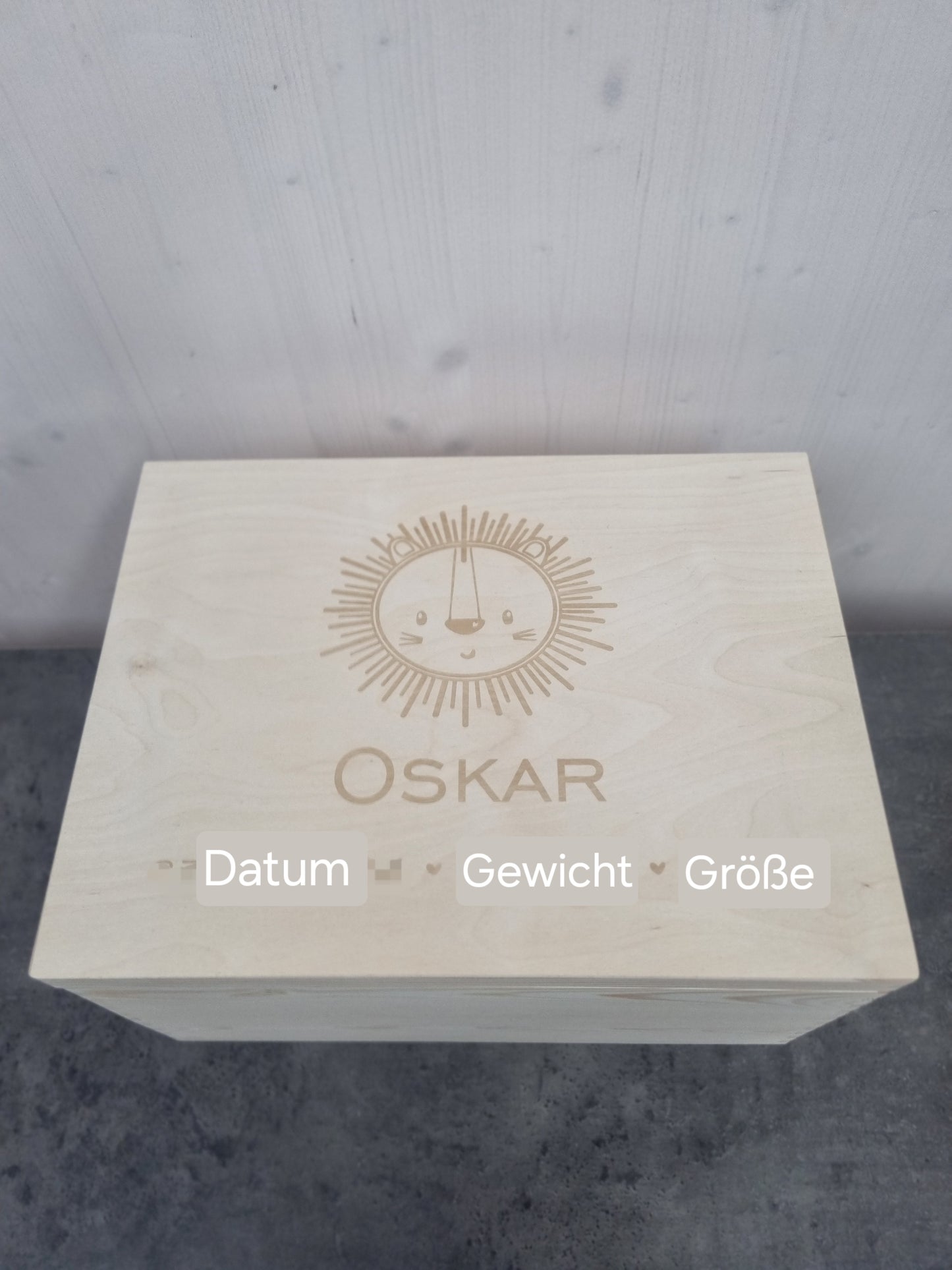 Erinnerungskiste "Löwe" zur Geburt