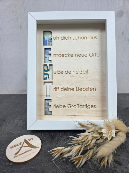 "Rente" - Geldgeschenk im Bilderrahmen zum Abschied