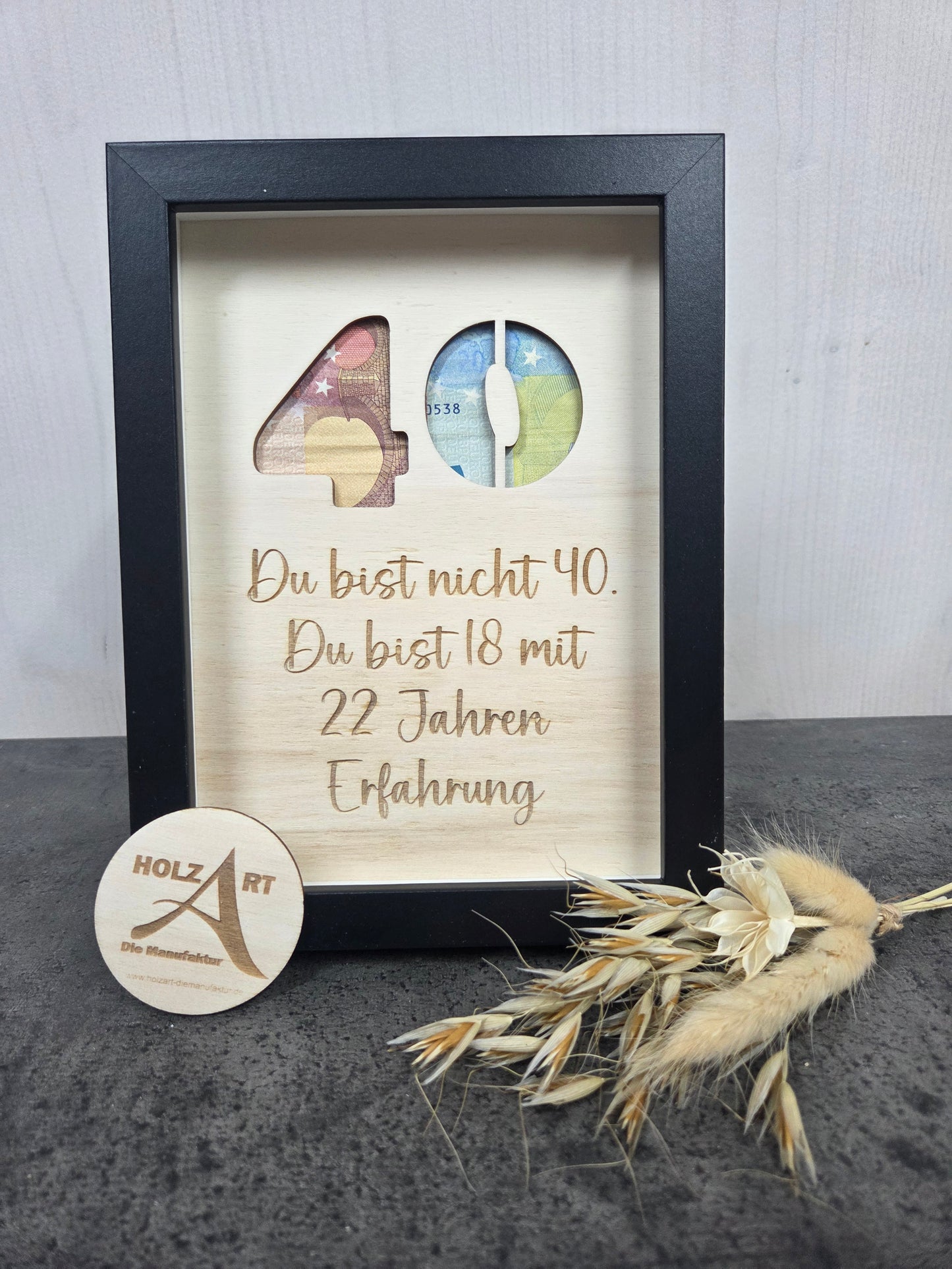 Lustiges Geldgeschenk im Bilderrahmen "18 mit Erfahrung" Geldgeschenk zum (runden) Geburtstag