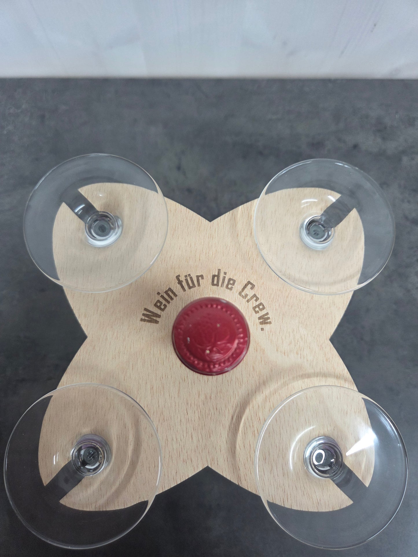 "Wein für die Crew" - Weinglashalter/Weinbutler für 4