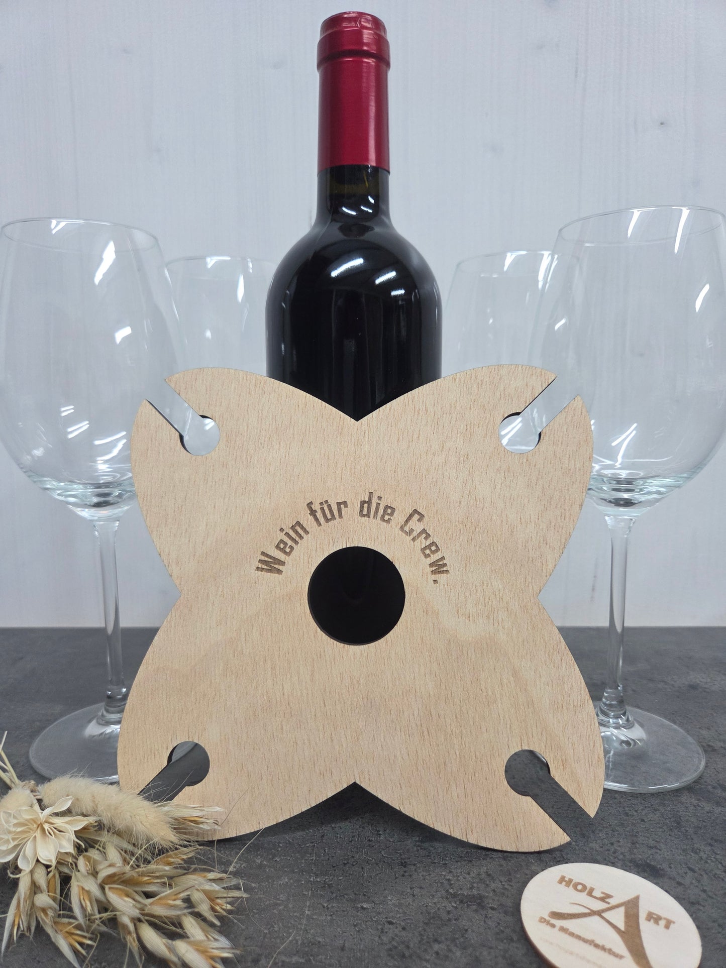 "Wein für die Crew" - Weinglashalter/Weinbutler für 4