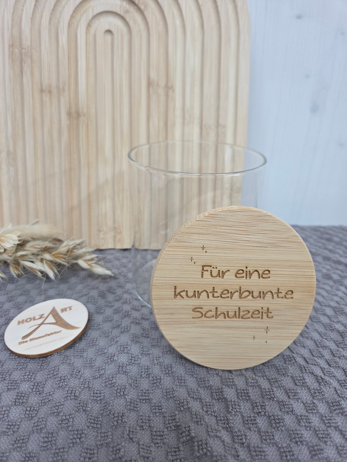 Graviertes Vorratsglas zur Einschulung – „Für eine kunterbunte Schulzeit“