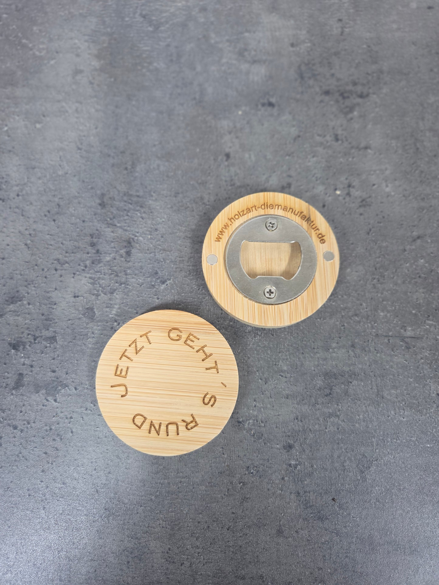 "Jetzt geht´s rund" Flaschenöffner mit Magnet