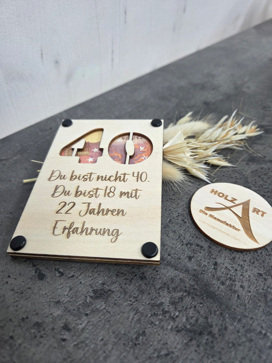 Lustige Geldgeschenk-Verpackung "18 mit Erfahrung" - Geldgeschenkverpackung zum (runden) Geburtstag