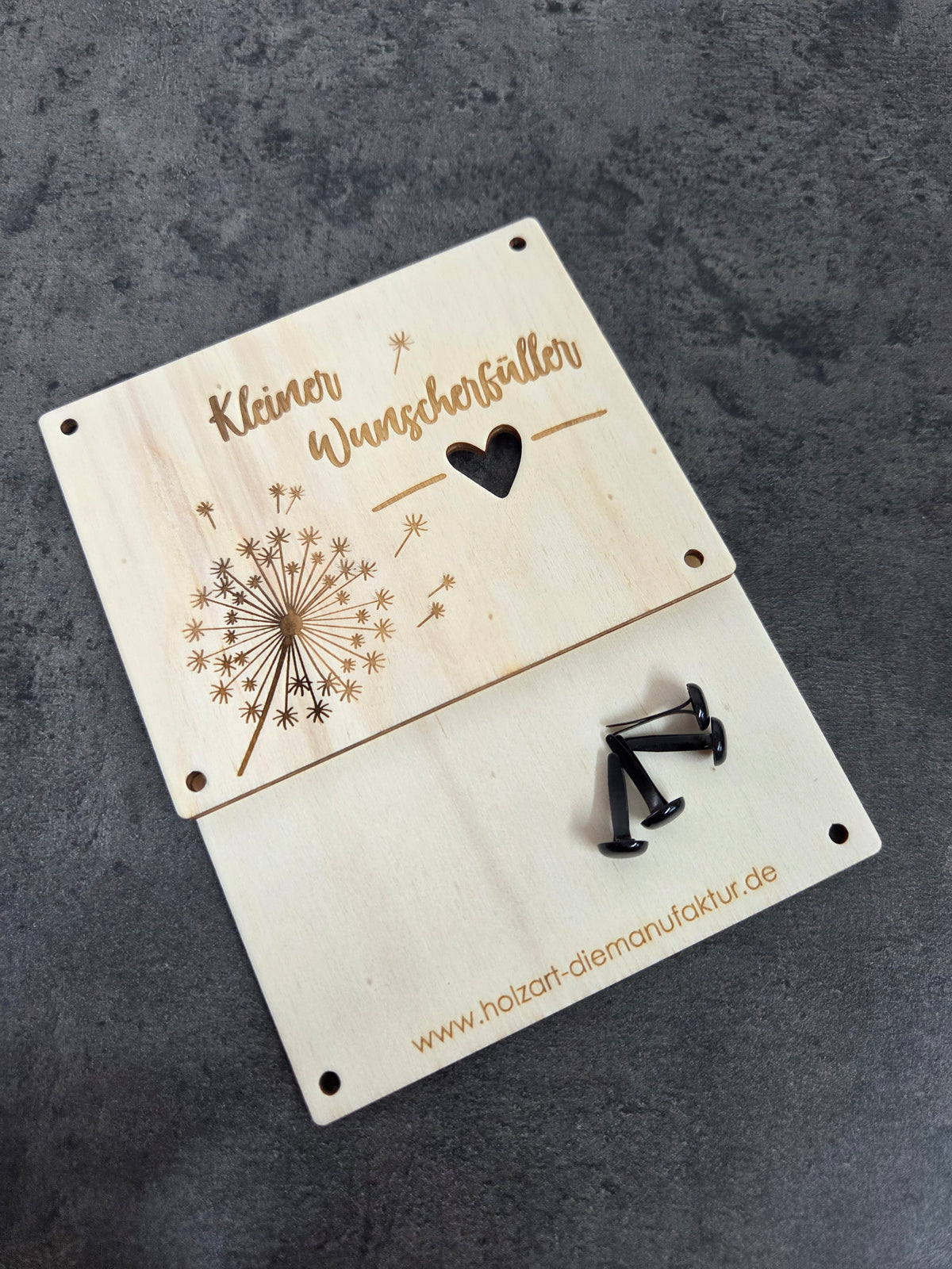 Geldgeschenk "Kleiner Wunscherfüller" aus Holz mit Pusteblume – Originelle Geld- & Gutscheinverpackung