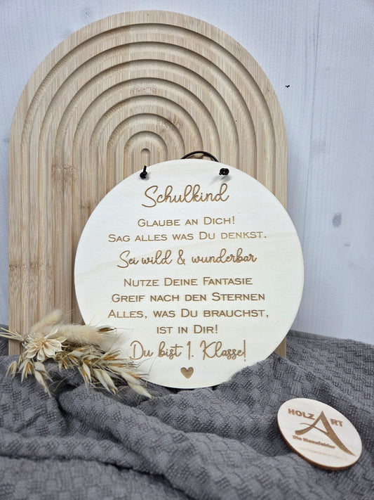 Personalisiertes Holzschild zur Einschulung – Liebevoller Mutmacher & Kinderzimmer-Deko - Geschenk zum Schulanfang